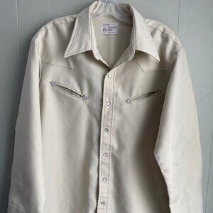 Vintage MWG Apparel Tan Westerns Best Pearl Snap Extra Long Tails Shirt Mens XL